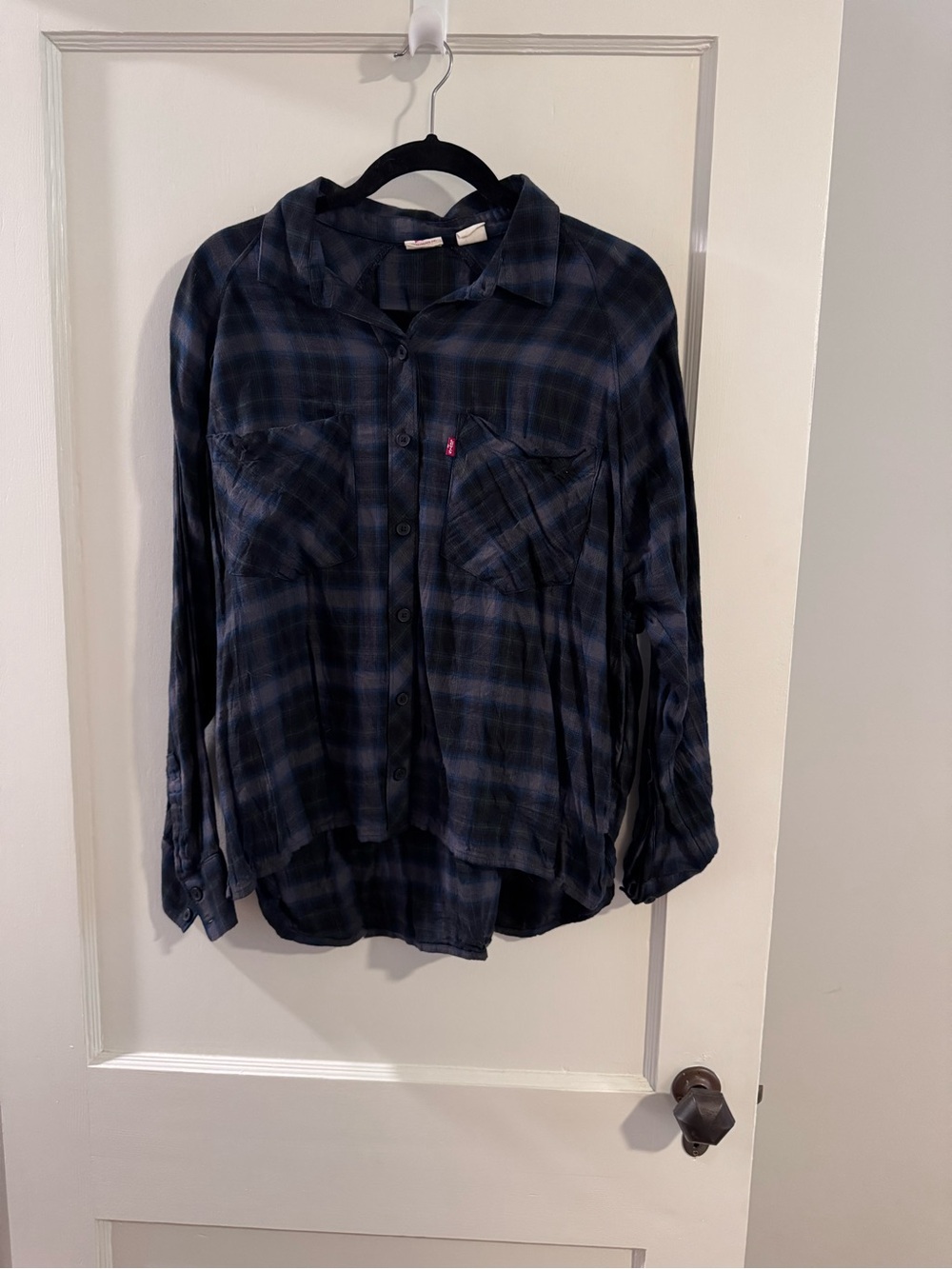 Levi's Navy and Black Plaid Flannel Shirt